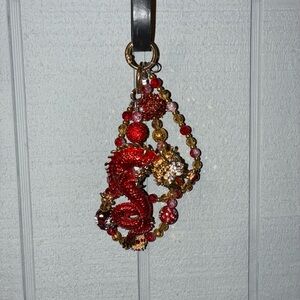 Red Dragon Beaded Keychain